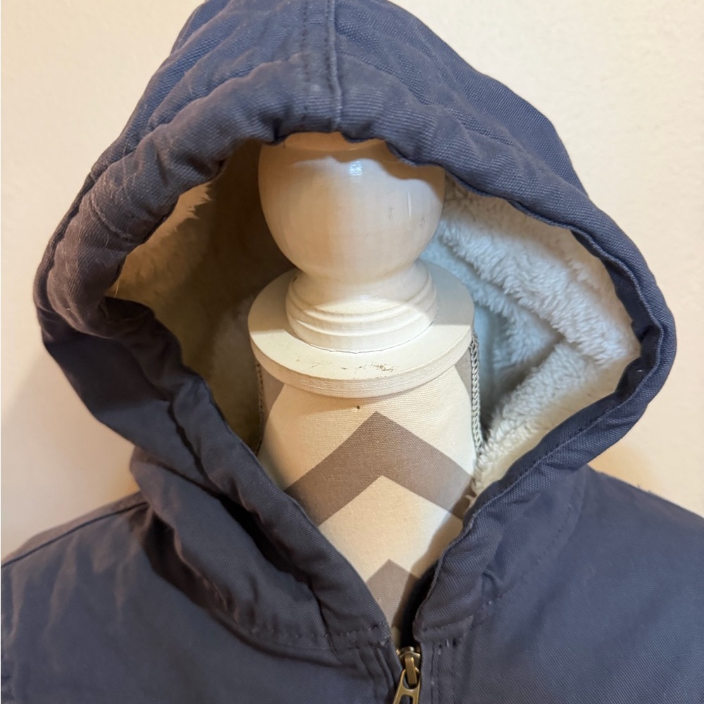 Woman medium fleece lined duck Hooded Jacket - Gray nwt - Picture 4 of 14